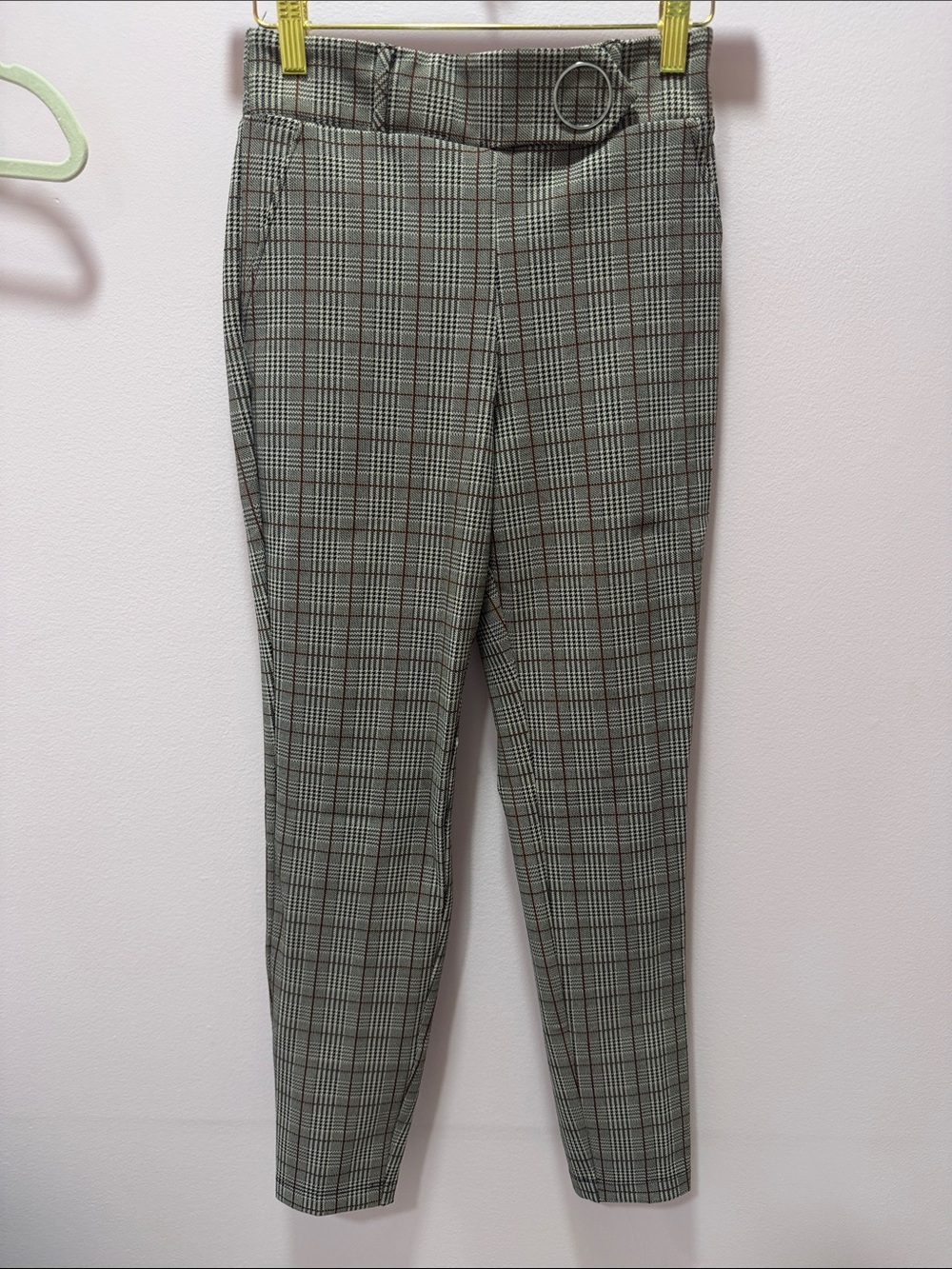 Plaid Slim Fit Women’s Pants - Gray